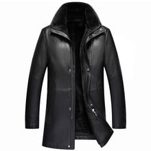 2020 Новая мужская кожаная куртка из овечьей шерсти зимнее теплое вельветовое пальто с jaqueta де couro кожаная куртка для мужчин chaqueta hombre, M-3XL 2024 - купить недорого
