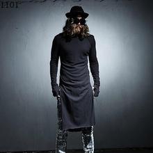 2016 Men's clothing personality ultra long male t-shirt basic shirt ultra long edition flash long-sleeve T-shirt singer costumes 2024 - buy cheap