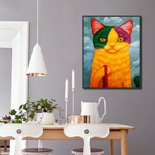 Impresiones de pósteres de pared para decoración hogareña de gatos, pintura nórdica, obra de arte moderna para dormitorio, Cuadros modulares de acuarela 2024 - compra barato