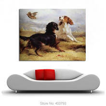 Настенная живопись Repro, современная абстрактная картина маслом, «две собаки и птицы на холсте», домашний декор, 24x36 дюймов 2024 - купить недорого