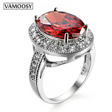 Женское Винтажное кольцо VAMOOSY, ярко-красное массивное кольцо на палец с геометрическим узором и камнем, ювелирные украшения для свадьбы и вечеринки, размеры 6-10 2024 - купить недорого