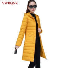 Новинка 2020, зимняя куртка для женщин, женские парки больших размеров 3XL, теплая верхняя одежда, однотонные пальто с капюшоном, Длинная женская облегающая хлопковая Базовая куртка 2024 - купить недорого