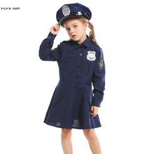 XS-L meninas polícia cosplay crianças halloween polícia uniformes trajes carnaval purim palco mostrar role play vestido de festa 2024 - compre barato