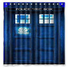 Jogos clássicos de tv e doctor who tardis/police box., cortina de poliéster à prova d'água para banheiro e chuveiro (x cm). 2024 - compre barato