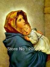 Tapiz artesanal de tamaño pequeño envío gratis, imagen de decoración de tela de estilo religioso, decoración de pared, Virgen María con el hijo 2024 - compra barato