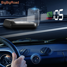 Bigbigroad-projetor digital automotivo, velocidade automática, funciona com computador, hud, aviso de combustível, conector obd2 euobd 2024 - compre barato