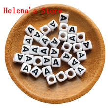 Wholesale Price 7*7MM Cube Square Single Letter A Printing Acrylic Alphabet Beads DIY Knit Name Bracelet Letters Beads 2024 - buy cheap