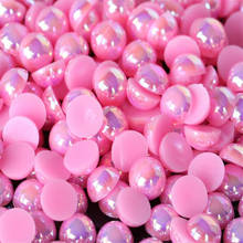 Size 1.5mm-12mm Bling Pink AB Color Flatback Pearl DIY ABS Plastic Imitation Half Pearl Beads For Nail Arts Decoration Craft 2024 - buy cheap