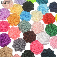 120pcs/lot 1.8'' Soft Satin Ruched Rolled Rosettes Flower Puffy Fabric Flora Wedding Bouquet Kids Headband Decor TH247 2024 - buy cheap