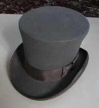 100% Wool Vintage Top Hat 18cm Tall Gray Grey Crown Hat Retro Victorian Magic Hat for Adult Women Men 2024 - buy cheap