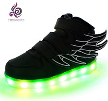2018 New USB Charging Basket Led Children Shoes With Light Up Kids Casual Boys&Girls Luminous Sneakers Glowing Shoe Hook&Loop 2024 - buy cheap