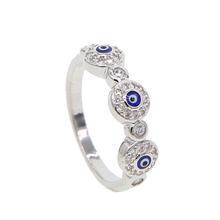 engraved cz blue evil eye white gold wide engagement band rings for lady women party gift finger jewelry classic antique ring 2024 - buy cheap