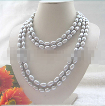 CBN369  Beautiful long strand 80" 10-12mm gray baroque freshwater pearl necklace 2024 - buy cheap