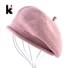 Wool Berets Hats For Women Winter Autumn Knitted Woolen Caps Lady Solid Knit Flat Cap Female Fashion Streetwear Boina Feminina 2024 - buy cheap