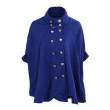 MCGS новое женское двубортное пончо накидка шерстяная накидка пальто Верхняя одежда темно-синий 2024 - купить недорого