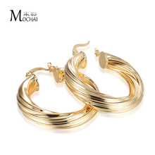 Gold Color Cylinder Classic Unique Hoop Earrings For Woman Simple Earring Party Jewelry Accessories 35mm ZK30 2024 - buy cheap