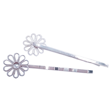 Silver Plated 120pcs Hair Pins with 15mm Flower Hairpins Jewelry Findings Hair accessories HPF36 2024 - buy cheap