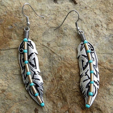 Charming 925 Sterling  Natural Gem Stone Turquoises Feather Hook Dangle Earrings Women Party Anniversary Jewelry 2024 - buy cheap