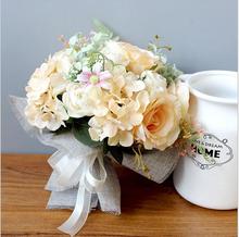 Ramo de flores de seda vintage para boda ramo de novia con flores artificiales ramo de novia para fiesta de boda 2024 - compra barato