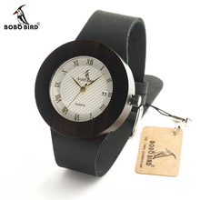 BOBO BIRD C02 Men Women Round Wooden Wristwatch White Dial Wood Watch Fashion Lady Quartz Watch in Gift Box bayan saat 2024 - buy cheap