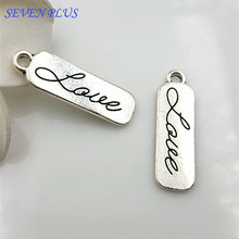 High Quality 20 Pieces/Lot 9mm*26mm Antique Silver plated Letter Printed Love Words Metal Message Charms For Jewelry Making 2024 - buy cheap