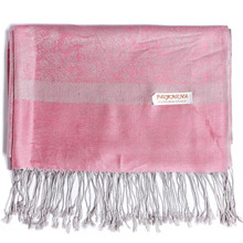 Pashimina Silk Scarf Paisley Jacquard Autumn Warp Winter Shawl Cashmere Hijab Long 2 Tones Soft High Quality Gift Pink Gray 2024 - compre barato