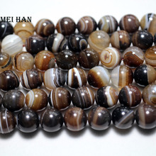Meihan Wholesale coffee onyx agatee smooth round loose beads for jewelry making design stone bracelet diy necklace 2024 - buy cheap