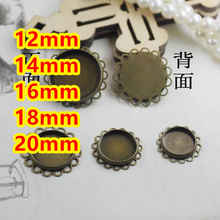 Cabujón 12mm,14mm,16mm,18mm,20mm antiguo bronce encaje bandejas de colgantes vacíos Bases configuración de Cameo cabujón para vidrio/pegatinas 2024 - compra barato