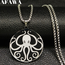 2021 Round Stainless Steel Statement Necklace Men Silver Color Black Octopus Chain Necklace Jewelry corrente masculina N739S02 2024 - buy cheap