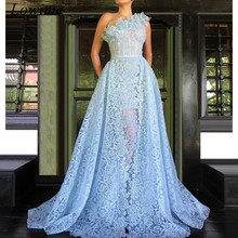 2019 Newest Light Blue Dubai Prom Dresses Long One Shoulder Sexy Evening Party Dress Women Vestidos De Fiesta De Noche Custom 2024 - buy cheap