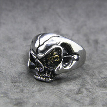 2018 New Cool Style Gold Fashion Skull Ring 316L Stainless Steel Women Mens Fashion Biker Style Skull Ring 2024 - buy cheap