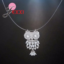 925 Sterling Silver Dazzling Zircon Owl Pendants Necklace And Invisible Transparent Fishing Line Necklaces Jewelry 2024 - buy cheap