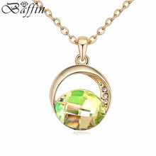 BAFFIN Jewelry Original Crystal From Swarovski Round Pendant Necklace For Women  Gold Color Chain Collier Fashion Bijoux 2024 - buy cheap