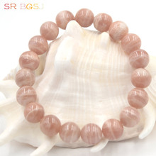 Free Shipping 6 8 10 12mm Hot Style  Round Sunstone Gems Natural Stone Stretchy Women Bracelet 7" 7.5" 8" 2024 - buy cheap