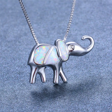 Женское ожерелье с подвеской в виде слона в стиле бохо ожерелье серебряного цвета ожерелье с белым голубым огненным опалом ожерелья для женщин 2024 - купить недорого