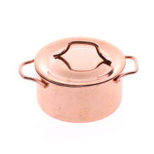 Pote de cobre com tampa para cozinha, decoração em miniatura para casa de bonecas 1/12 2024 - compre barato