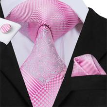 Hi-Tie New Arrival Nektie For Man Pink 100% Silk Fashion Style Ties Hanky Cufflinks Set Wedding Party Tie SN-3076 2024 - buy cheap