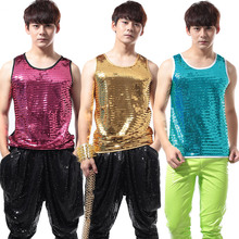 Nightclub Male Singer Sequins slim tank tops Fashion Men's Rock and Punk Style Club DJ stage show performance costumes 2024 - buy cheap