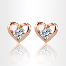 Heart Shape Crystal Stud Earrings For Women Hollow Flower Alloy Silver Gold Color Love Zircon Stone Earring Fashion Ear Jewelry 2024 - buy cheap