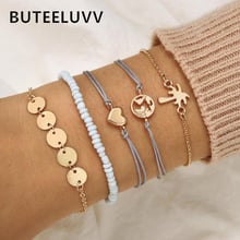 BUTEELUVV Metal Sequins Chain Bracelets for Women Bohemian Coconut Tree World Map Heart Charm Bracelets Fashion Boho Jewelry 2024 - buy cheap