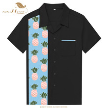 Рубашка SISHION Мужская в стиле ретро, Хлопковая сорочка с принтом ананасов, с короткими рукавами, винтажная блуза, ST110 2024 - купить недорого