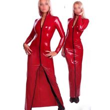 Vestido vermelho de látex, de borracha, vestido de festa de manga comprida, 0.4mm 2024 - compre barato