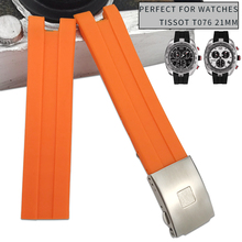 21mm Rubber Silicone Watch Strap Black Orange Folding Buckle Watchband Suitable for Tissot T076 Watch Accessories 2024 - buy cheap