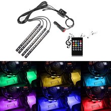 Car LED Strip Light Waterproof SMD5050 RGB Multicolor Car Interior Atmosphere Lights Set + Sound-Activated IR Remote Controller 2024 - buy cheap