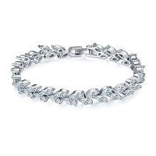 MxGxFam Leaves White Full CZ stone Bracelets For Women 17  cm / 19 cm AAA+ Cubic Zircon White/Rose Gold Color 2024 - buy cheap