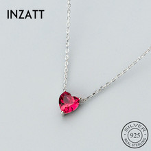 INZATT  Romantic Red Crystal Heart Pendant Necklace For Lover Wedding Party Cute Silver 925 FINE  Jewelry Accessories Gift 2024 - buy cheap