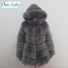 Lisa Colly, Женское зимнее пальто из искусственного лисьего меха, пальто, новое длинное пальто из искусственного меха, куртка с капюшоном, женское плотное меховое пальто, верхняя одежда 2024 - купить недорого