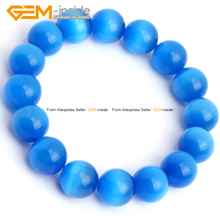 Round Blue Cat Eye Glass Rope Bracelets  Beads DIY Fashion Jewelry For Women 7.5inch FreeShipping Wholesale Gem-inside 2024 - buy cheap