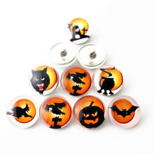 Hot selling 10pcs/lot Halloween Snap Buttons Charms 18mm Glass Buttons Fit DIY Snap Bracelets&Bangle woman Jewelry 2024 - buy cheap