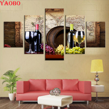 Full Square Round Drill DIY diamond embroidery 5 pcs Wine world map 5d diamond painting rhinestone pictures pasted cross stitch 2024 - buy cheap